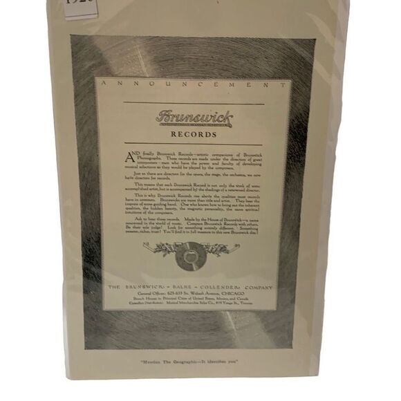 Vintage 1920 Brunswick Records Chicago Ad Advertisement - Picture 3 of 4